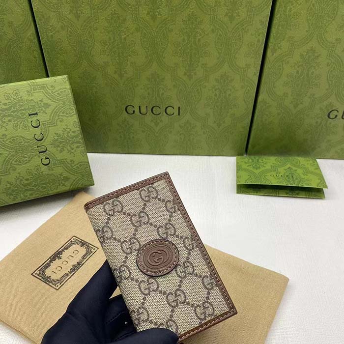 Gucci Unisex GG Supreme Canvas Beige Ebony GG Supreme Canvas Brown Leather (10)