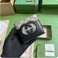 Gucci Unisex GG Wallet Cut-Out Interlocking G Beige Ebony GG Supreme Canvas (2)