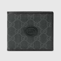 Gucci Unisex GG Wallet Interlocking G Black GG Supreme Canvas Leather (4)