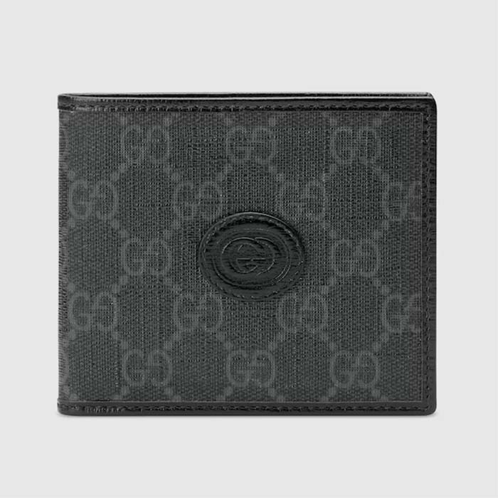 Gucci Unisex GG Wallet Interlocking G Black GG Supreme Canvas Leather