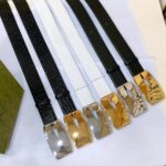 Gucci Unisex GG Wide Belt Retro G Buckle Black Patent Leather 4.8 CM Width - Imagen 10