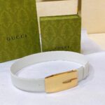 Gucci Unisex GG Wide Belt Retro G Buckle White Patent Leather 4.8 CM Width - immagine 3