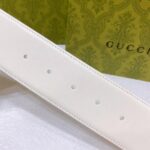 Gucci Unisex GG Wide Belt Retro G Buckle White Patent Leather 4.8 CM Width - immagine 4