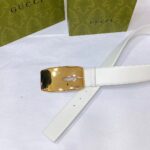Gucci Unisex GG Wide Belt Retro G Buckle White Patent Leather 4.8 CM Width - immagine 2