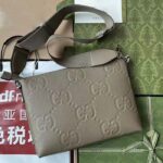 Gucci Unisex Jumbo GG Medium Messenger Bag Dark Green Leather Zip Closure - Image 2