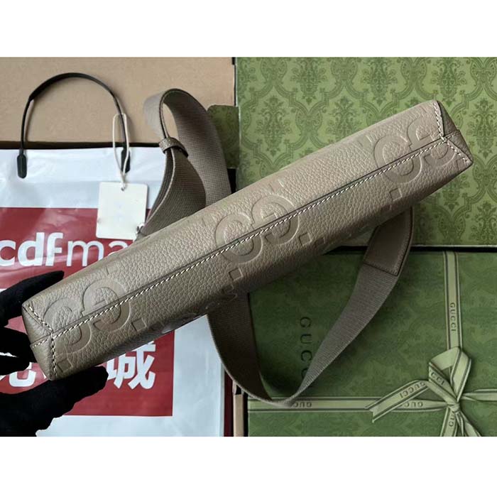 Gucci Unisex Jumbo GG Medium Messenger Bag Dark Green Leather Zip Closure (5)