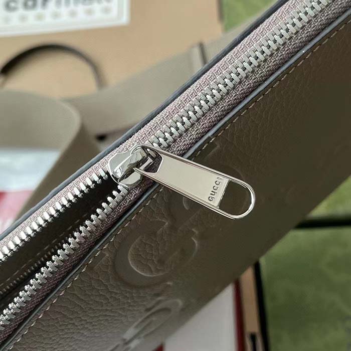 Gucci Unisex Jumbo GG Medium Messenger Bag Dark Green Leather Zip Closure (6)