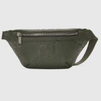 Gucci Unisex Jumbo GG Small Belt Bag Dark Green Leather Zip Closure (10)