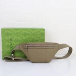 Gucci Unisex Jumbo GG Small Belt Bag Dark Green Leather Zip Closure - Imagen 2