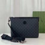 Gucci Unisex Messenger Bag Interlocking G Black GG Supreme Canvas Leather Zip Closure - Image 2