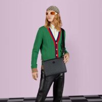 Gucci Unisex Messenger Bag Interlocking G Black GG Supreme Canvas Leather Zip Closure (11)
