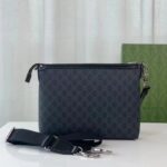 Gucci Unisex Messenger Bag Interlocking G Black GG Supreme Canvas Leather Zip Closure - Image 3
