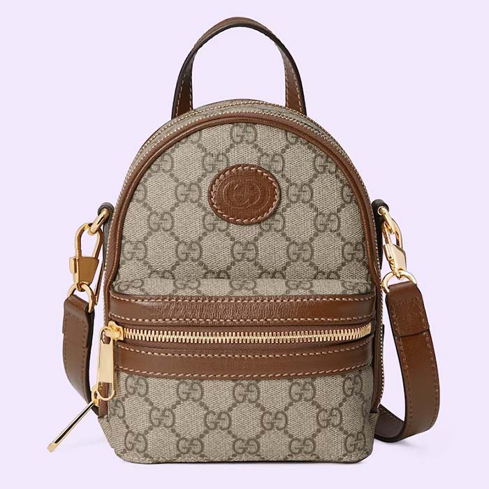 Gucci Unisex Multi-Function Bag Interlocking G Beige Ebony GG Supreme Canvas