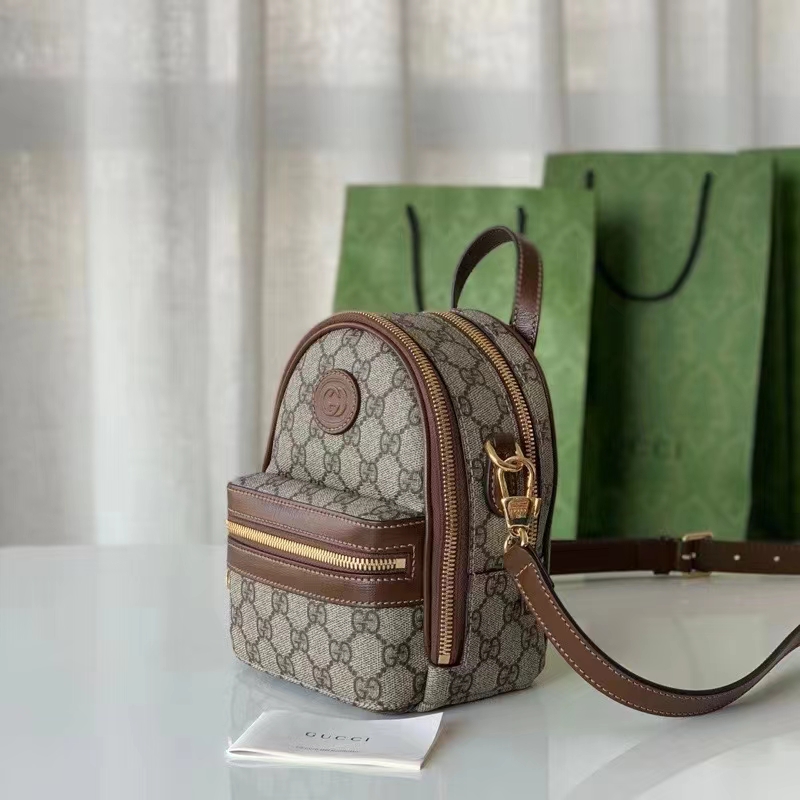 Gucci Unisex Multi-Function Bag Interlocking G Beige Ebony GG Supreme Canvas (7)