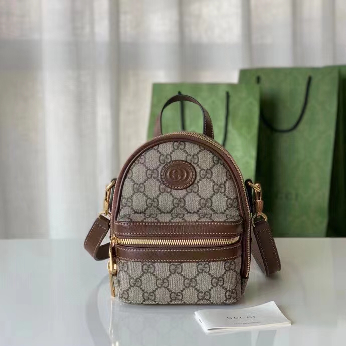 Gucci Unisex Multi-Function Bag Interlocking G Beige Ebony GG Supreme Canvas (8)