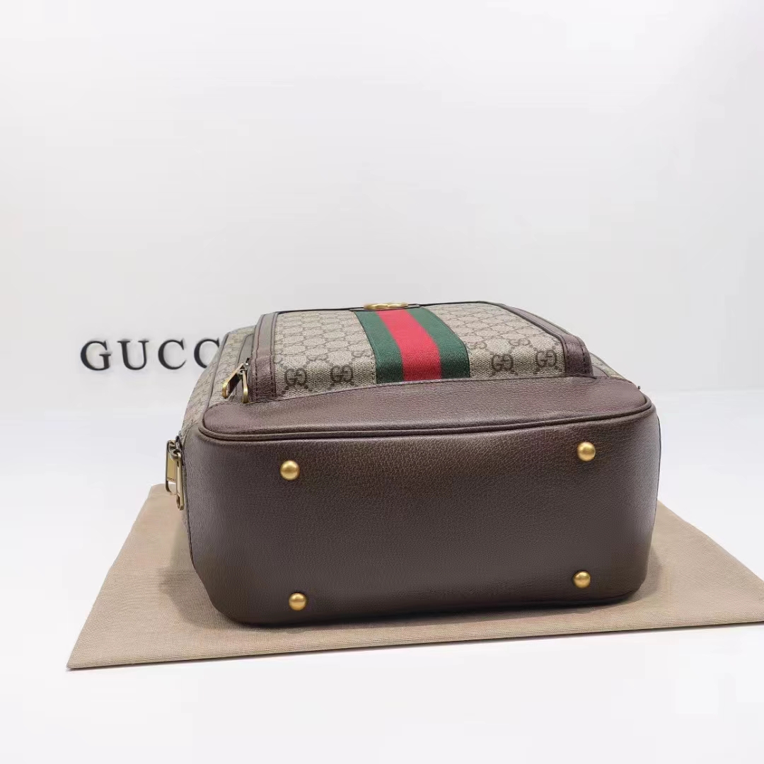 Gucci Unisex Ophidia GG Medium Backpack Beige Ebony GG Supreme Canvas Double G (3)