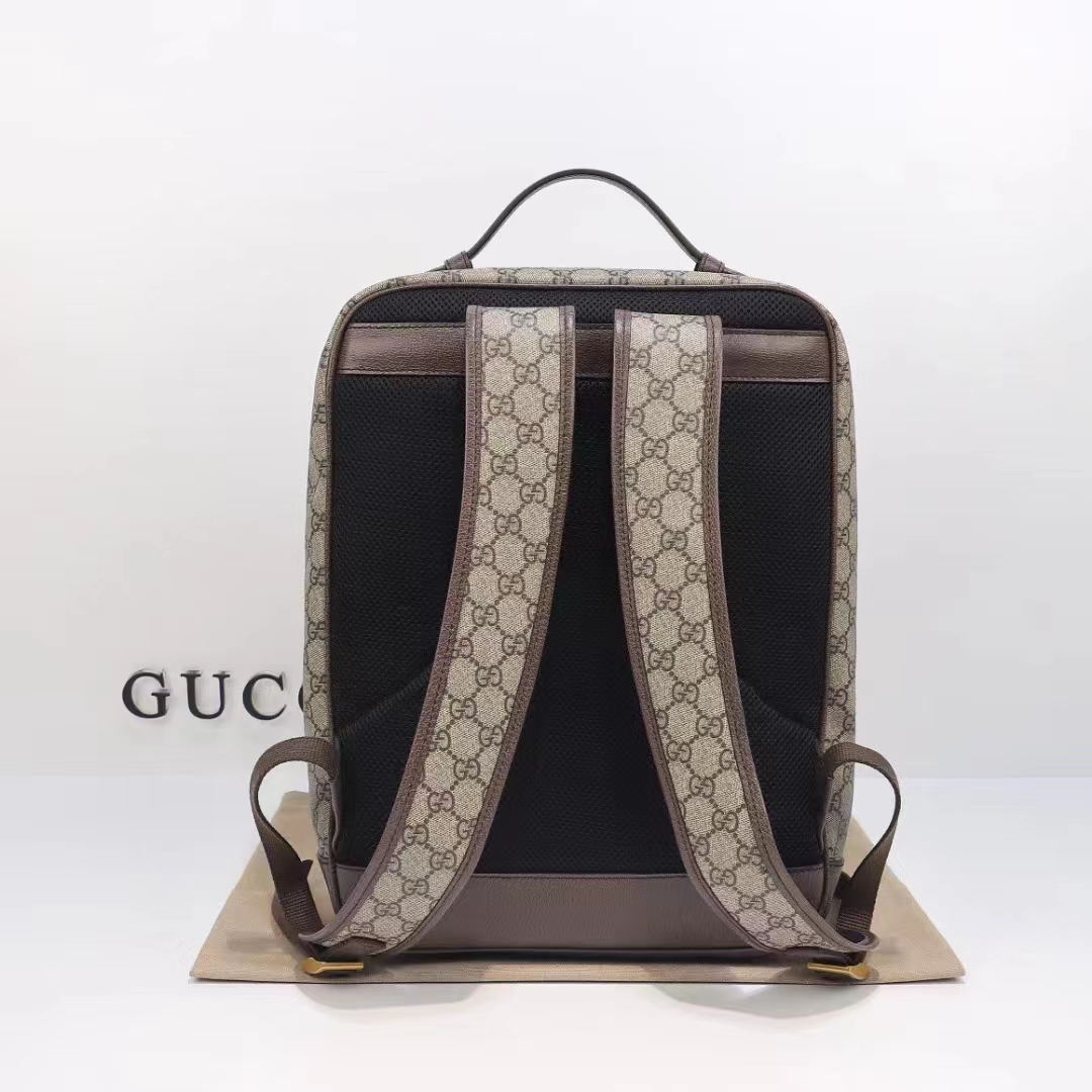 Gucci Unisex Ophidia GG Medium Backpack Beige Ebony GG Supreme Canvas Double G (8)