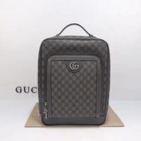 Gucci Unisex Ophidia GG Medium Backpack Grey Black GG Supreme Canvas Double G (4)