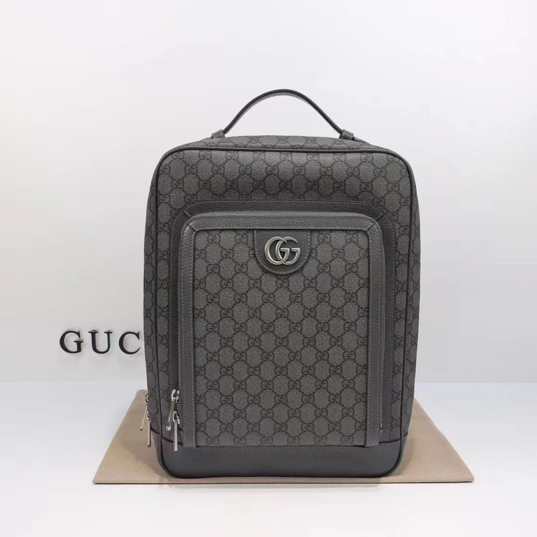 Gucci Unisex Ophidia GG Medium Backpack Grey Black GG Supreme Canvas Double G (2)