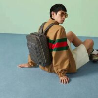 Gucci Unisex Ophidia GG Medium Backpack Grey Black GG Supreme Canvas Double G (4)