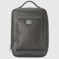 Gucci Unisex Ophidia GG Medium Backpack Grey Black GG Supreme Canvas Double G (4)