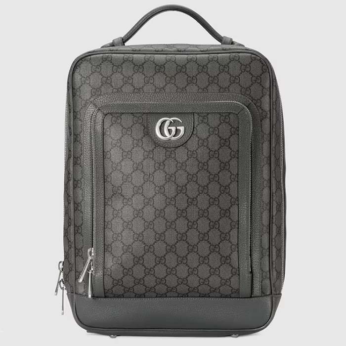Gucci Unisex Ophidia GG Medium Backpack Grey Black GG Supreme Canvas Double G