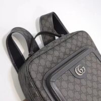 Gucci Unisex Ophidia GG Medium Backpack Grey Black GG Supreme Canvas Double G (4)