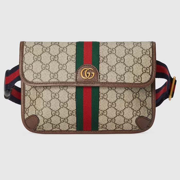Gucci Unisex Ophidia GG Small Belt Bag Beige Ebony GG Supreme Canvas Double G
