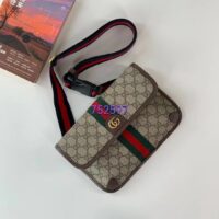 Gucci Unisex Ophidia GG Small Belt Bag Beige Ebony GG Supreme Canvas Double G (3)