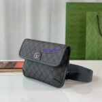 Gucci Unisex Ophidia GG Small Belt Bag Grey Black GG Supreme Canvas Double G - Image 4