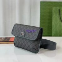 Gucci Unisex Ophidia GG Small Belt Bag Grey Black GG Supreme Canvas Double G (8)