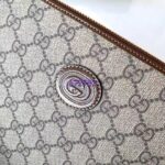 Gucci Unisex Pouch Interlocking G Beige Ebony GG Supreme Canvas Zip Closure - Imagen 7