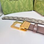 Gucci Unisex Reversible Belt Square G Buckle Beige Ebony GG Supreme Canvas Reverses Brown - Imagen 6