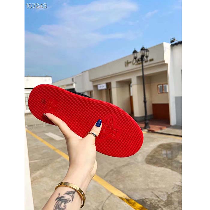 Gucci Unisex Screener GG Sneaker Black Original Canvas Suede Red Leather Low Heel (10)