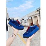 Gucci Unisex Screener GG Sneaker Blue Black Canvas Suede Dark Grey Leather Low Heel - Image 7