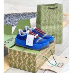 Gucci Unisex Screener GG Sneaker Blue Black Canvas Suede Dark Grey Leather Low Heel - Image 2