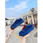 Gucci Unisex Screener GG Sneaker Blue Black Canvas Suede Dark Grey Leather Low Heel - Image 8