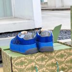 Gucci Unisex Screener GG Sneaker Blue Black Canvas Suede Dark Grey Leather Low Heel - Image 5