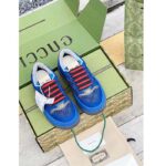 Gucci Unisex Screener GG Sneaker Blue Black Canvas Suede Dark Grey Leather Low Heel - Image 3