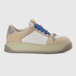 Gucci Unisex Screener GG Sneaker Vit Original Canvas Beige Mocka Läder Låg Klack