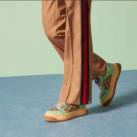 Gucci Unisex Screener Sneaker Camel Ebony GG Canvas Bi-Color Chunky Laces (11)