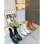 Gucci Women Boot Horsebit Brown Smooth Stretch Leather Gold Plated Block Mid Heel - Bild 6