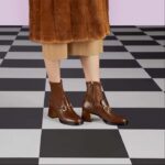 Gucci Women Boot Horsebit Brown Smooth Stretch Leather Gold Plated Block Mid Heel - Bild 11