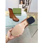 Gucci Women Boot Horsebit Brown Smooth Stretch Leather Gold Plated Block Mid Heel - Bild 5
