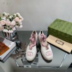 Gucci Women Espadrilles Ribbon Tie White Cotton Canvas Pink Interlocking G Embroidery – Image 6