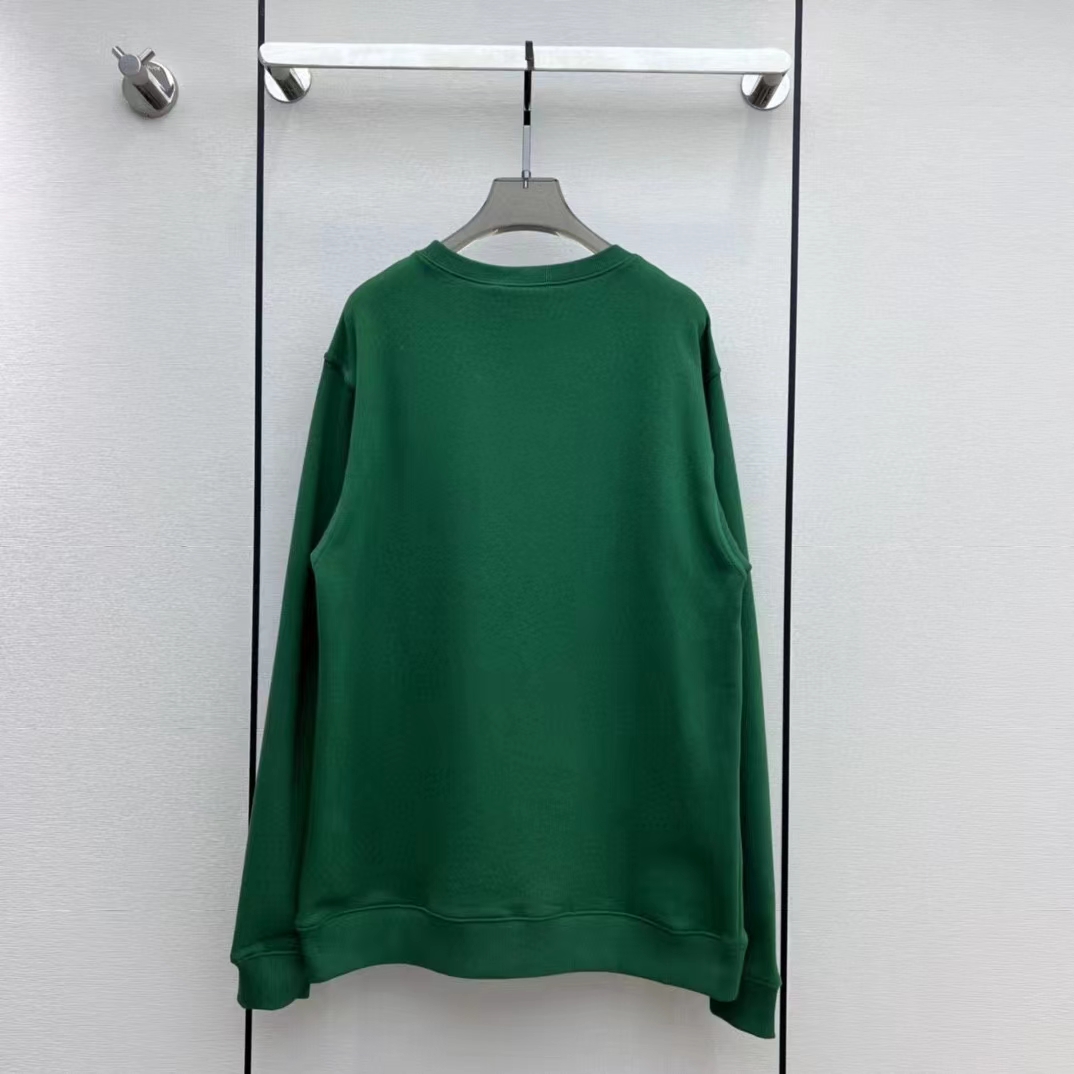 Gucci Men GG Cotton Jersey Sweatshirt Green Light Felted Crewneck Long Sleeves