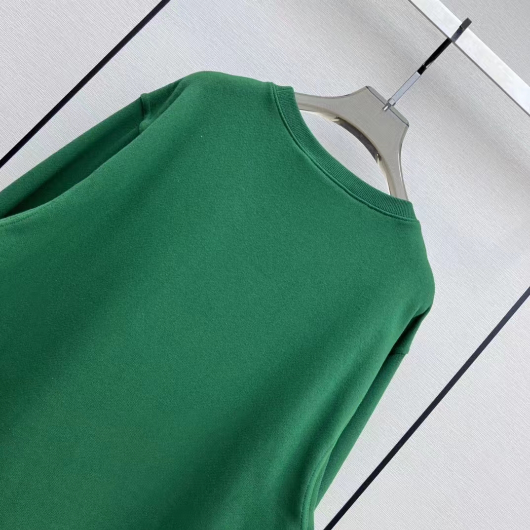 Gucci Women GG Cotton Jersey Sweatshirt Green Light Felted Crewneck Long Sleeves (13)