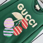 Gucci Men GG Cotton Jersey Sweatshirt Green Light Felted Crewneck Long Sleeves - Image 5