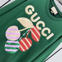 Gucci Women GG Cotton Jersey Sweatshirt Green Light Felted Crewneck Long Sleeves (10)