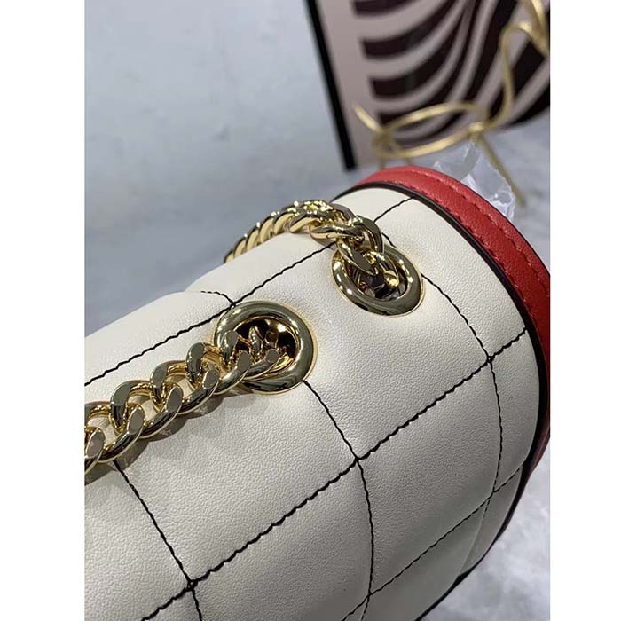 Gucci Women GG Deco Mini Shoulder Bag Black White Quilted Leather Interlocking G (12)